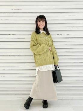 「Aラインスカート」｜「アイテム（ニット/セーター）」を使った、ぽ　んさん（レディース・161cm）の冬コーディネート