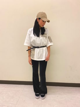 「AVIREX（アヴィレックス）のアイテム（チュニック）」を使った、SHIONさん（レディース・164cm）の春コーディネート