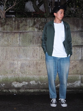 「URU（ウル）のアイテム（その他アウター）」を使った、25さん（メンズ・177cm）の冬コーディネート