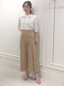 「アイテム（シューズ、パープル系）」を使った、meguさん（レディース・163cm）の春コーディネート