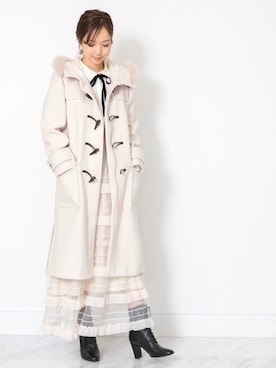 「JILL STUART（ジルスチュアート）のアイテム（ダッフルコート）」を使った、meguさん（レディース・163cm）の冬コーディネート