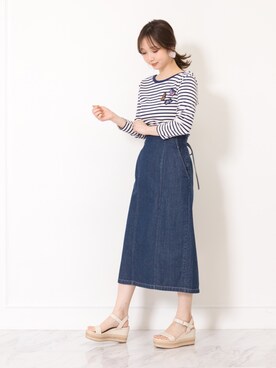 「JILL STUART（ジルスチュアート）のアイテム（Tシャツ/カットソー）」を使った、meguさん（レディース・163cm）の春コーディネート