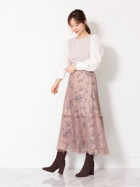「JILL STUART（ジルスチュアート）のアイテム（スカート）」を使った、meguさん（レディース・163cm）の秋コーディネート