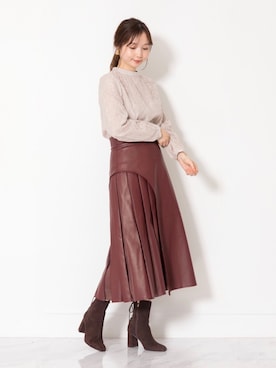 「JILL STUART（ジルスチュアート）の◆ブロックフェイクレザースカート（スカート）」を使った、meguさん（レディース・163cm）の夏コーディネート