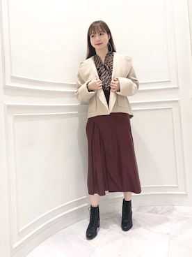 「ボウタイ」｜「アイテム（その他アウター）」を使った、meguさん（レディース・163cm）の秋コーディネート