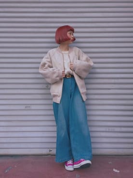 「RAY CASSIN（レイカズン）のアイテム（パンツ）」を使った、ちょこびさん（レディース・154cm）の冬コーディネート