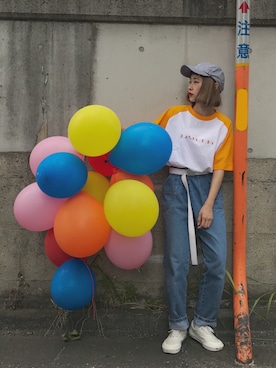 「Another Edition（アナザーエディション）のアイテム（帽子）」を使った、ちょこびさん（レディース・154cm）の夏コーディネート