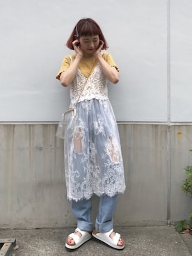 「WC（ダブル シー）のアイテム（バッグ）」を使った、ちょこびさん（レディース・154cm）の夏コーディネート