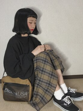 「PUNYUS（プニュズ）のアイテム」を使った、ちょこびさん（レディース・154cm）の秋コーディネート