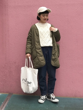 「GU（ジーユー）のアイテム（ブルゾン）」を使った、ちょこびさん（レディース・154cm）の冬コーディネート