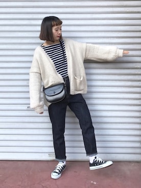 「merlot plus（メルロープリュス）のアイテム」を使った、ちょこびさん（レディース・154cm）の春コーディネート