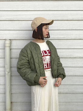 「ちょこびおすすめ」｜「アイテム（ブルゾン）」を使った、ちょこびさん（レディース・154cm）の春コーディネート