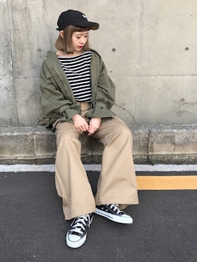 「coca（coca）（コカ）のアイテム（帽子）」を使った、ちょこびさん（レディース・154cm）の春コーディネート