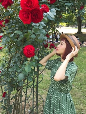 「passage mignon/flaneur（パサージュミニョンフラヌール）のアイテム（帽子）」を使った、ちょこびさん（レディース・154cm）の春コーディネート