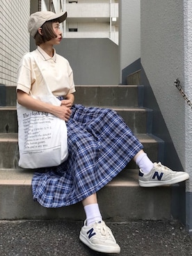 「PAR ICI（パーリッシィ）のアイテム（帽子）」を使った、ちょこびさん（レディース・154cm）の夏コーディネート