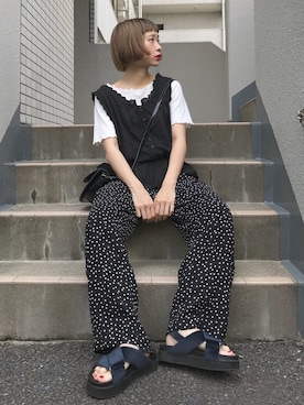 「merlot plus（メルロープリュス）のアイテム」を使った、ちょこびさん（レディース・154cm）の夏コーディネート