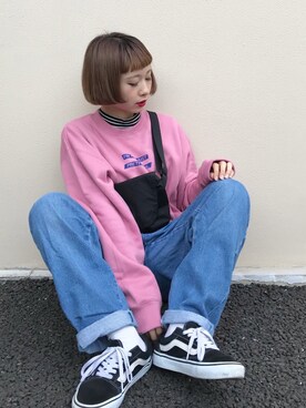 「ちょこび」｜「アイテム（スウェット）」を使った、ちょこびさん（レディース・154cm）の秋コーディネート