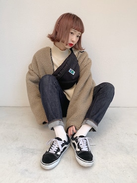 「ちょこび」｜「アイテム（ブルゾン）」を使った、ちょこびさん（レディース・154cm）の冬コーディネート