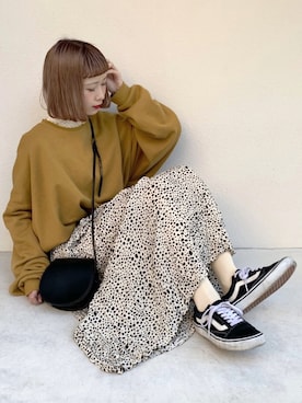 「ちょこび」｜「アイテム（スウェット）」を使った、ちょこびさん（レディース・154cm）の冬コーディネート