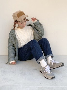 「ちょこび」｜「アイテム（ミリタリージャケット）」を使った、ちょこびさん（レディース・154cm）の冬コーディネート