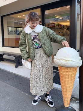 「ちょこび」｜「アイテム（ブルゾン）」を使った、ちょこびさん（レディース・154cm）の冬コーディネート