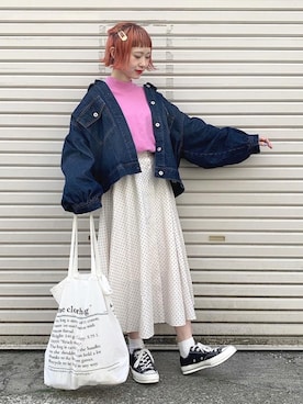 「mystic（ミスティック）のアイテム（ジャケット/アウター）」を使った、ちょこびさん（レディース・154cm）の春コーディネート