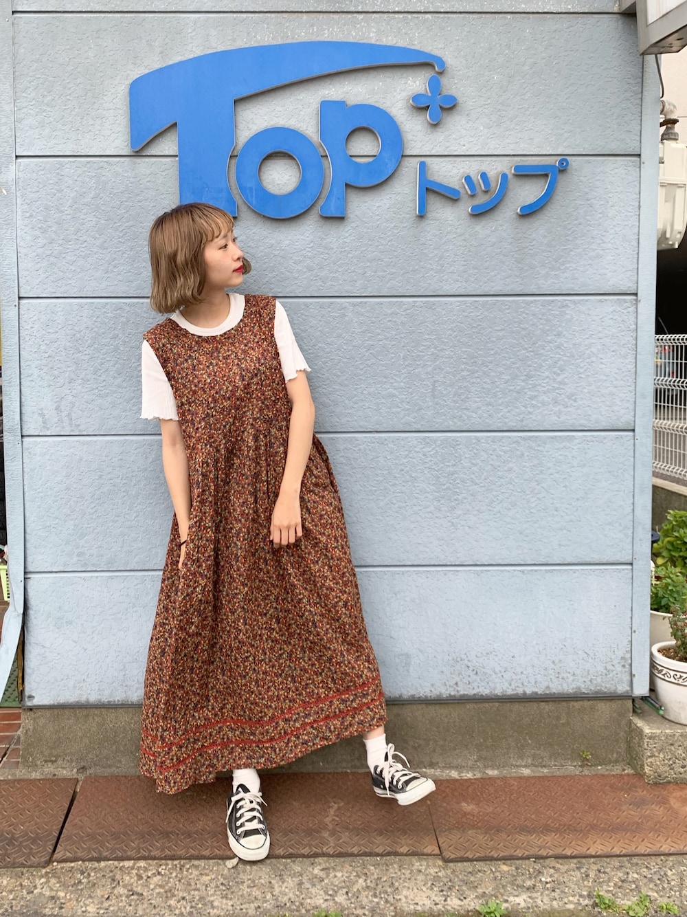 45R ノースリーブ 花柄ワンピース リネン インディゴ 20190616135818735_1000.jpg