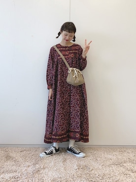 「ちょこびおすすめ」｜「アイテム（ワンピース/ドレス）」を使った、ちょこびさん（レディース・154cm）の秋コーディネート