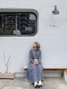 「水色」｜「アイテム（ワンピース/ドレス）」を使った、ちょこびさん（レディース・154cm）の春コーディネート