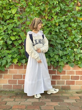「ちょこび」｜「アイテム（スウェット）」を使った、ちょこびさん（レディース・154cm）の春コーディネート