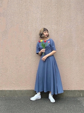 「水色」｜「アイテム（ワンピース/ドレス）」を使った、ちょこびさん（レディース・154cm）の春コーディネート