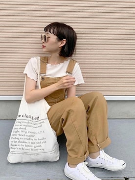 「ちょこび」｜「アイテム（オールインワン・サロペット）」を使った、ちょこびさん（レディース・154cm）の夏コーディネート