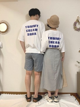「バックロゴ」｜「アイテム（サンダル）」を使った、ちょこびさん（レディース・154cm）の夏コーディネート