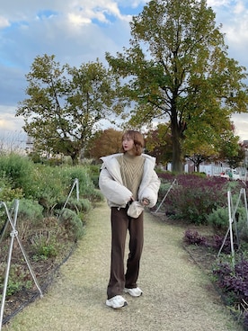 「fifth（フィフス）の中綿ショートダウンコート（ダウンジャケット/コート）」を使った、ちょこびさん（レディース・154cm）の秋コーディネート