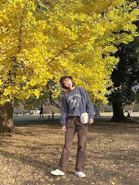 「ちょこび」｜「アイテム（スウェット）」を使った、ちょこびさん（レディース・154cm）の秋コーディネート