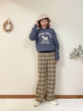 「ちょこび」｜「アイテム（スウェット）」を使った、ちょこびさん（レディース・154cm）の冬コーディネート
