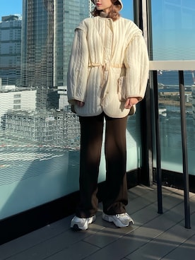 「w closet（ダブルクローゼット）のアイテム（その他アウター）」を使った、ちょこびさん（レディース・154cm）の冬コーディネート