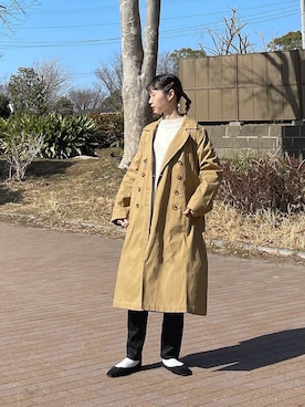 「ちょこび」｜「アイテム（トレンチコート）」を使った、ちょこびさん（レディース・154cm）の冬コーディネート