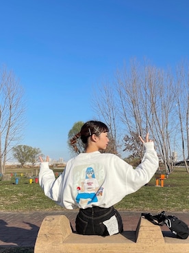 「ちょこび」｜「アイテム（スウェット）」を使った、ちょこびさん（レディース・154cm）の春コーディネート