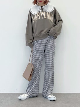 「SLURR（スラ―）のアイテム（スウェット）」を使った、ちょこびさん（レディース・154cm）の春コーディネート