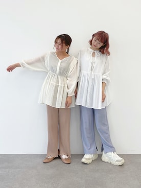 「SLURR（スラ―）のアイテム」を使った、ちょこびさん（レディース・154cm）の春コーディネート