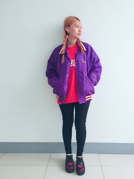 「BUBBLES（バブルス）のアイテム（シューズ、ブラック系）」を使った、Nanaさん（レディース・157cm）の冬コーディネート