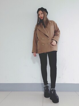 「澀谷109購入のアイテム（ジャケット/アウター、ブラウン系）」を使った、Nanaさん（レディース・157cm）の冬コーディネート