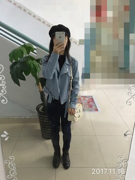 「Etam（エタム）のアイテム（ジャケット/アウター）」を使った、江上清风さん（レディース・155cm）の秋コーディネート