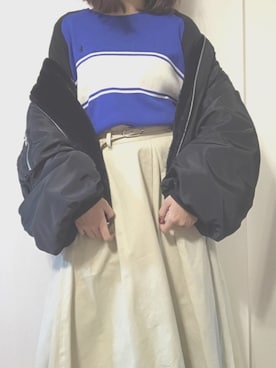 「one way（ワンウェイ）のアイテム（MA-1）」を使った、ぷぷろさん（レディース・155cm）の冬コーディネート