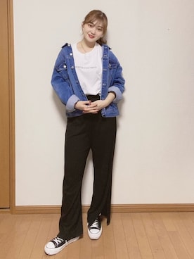 「SPINNS(スピンズ)のアイテム(デニムジャケット)」を使った、Himeさん(レディース・160cm)の春コーディネート