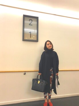 「アイテム（ローファー、オレンジ系）」を使った、chizuru.さん（レディース・158cm）の冬コーディネート