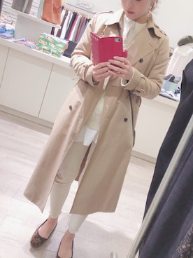 「NATURAL BEAUTY BASIC（ナチュラルビューティーベーシック）のアイテム（トレンチコート）」を使った、chizuru.さん（レディース・158cm）の冬コーディネート