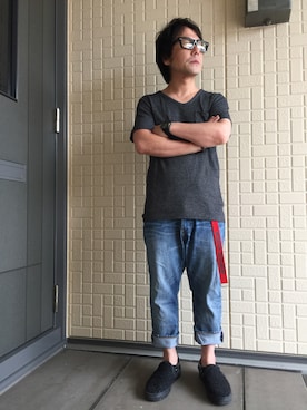 「White Flags（ホワイトフラッグス）のアイテム」を使った、黒烏龍さん（メンズ・161cm）の夏コーディネート