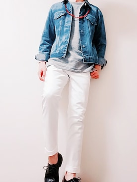 「JOHN LAWRENCE SULLIVAN（ジョンローレンスサリバン）のアイテム（デニムジャケット）」を使った、wingさん（メンズ・174cm）の春コーディネート